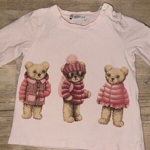 Moncler Maglia Light Pink Long Sleeve Shirt with Teddy Bears